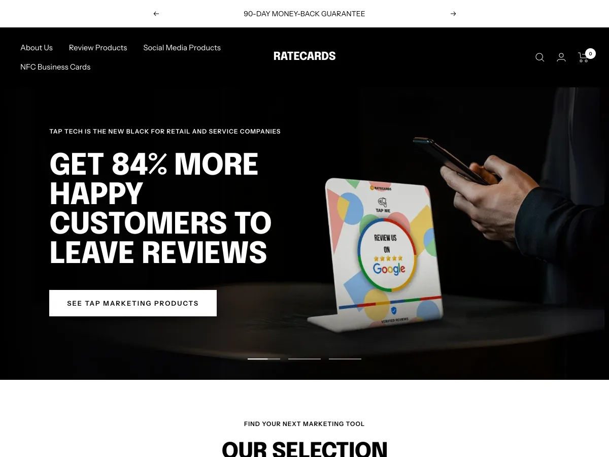 Ratecards — live NFC business card store