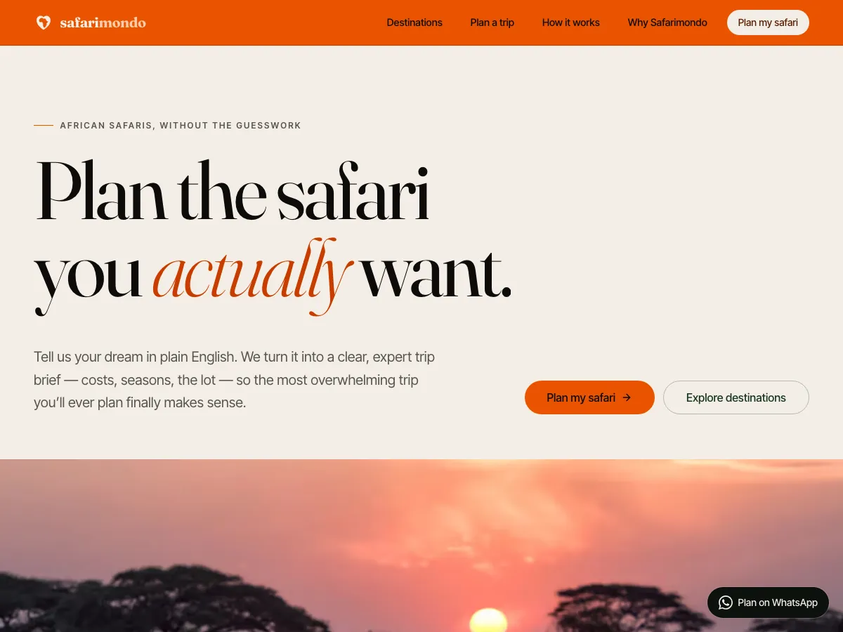 Safarimondo — live safari planning platform