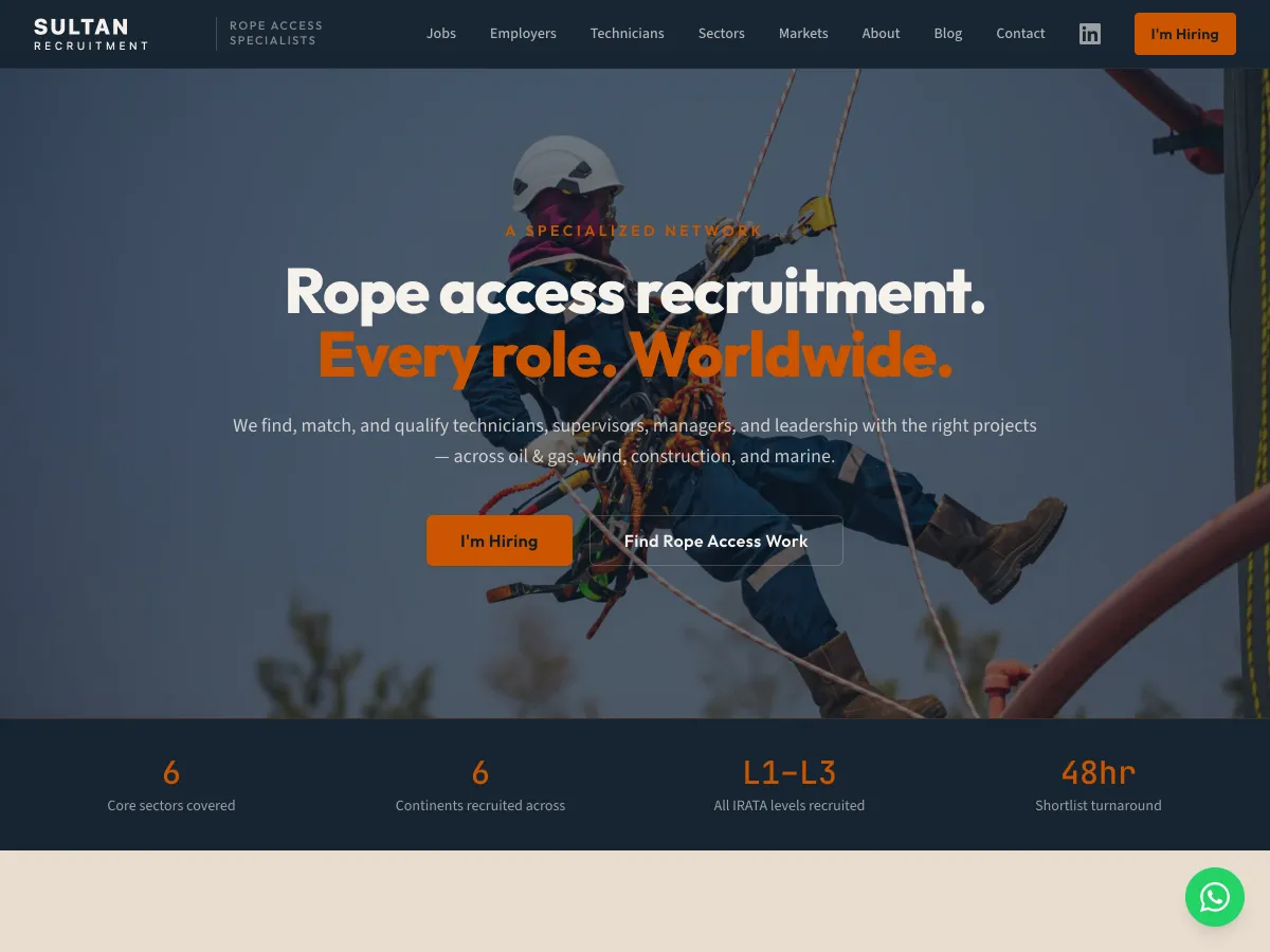 Sultan Recruitment — live rope-access recruitment site